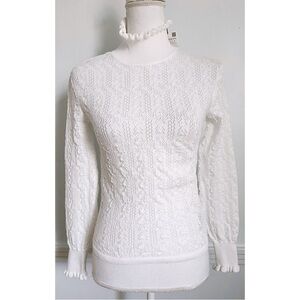Zara Knit • White Stretchy Lace Turtleneck
